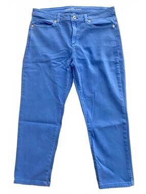 Michael Kors Blue Denim Capri Cropped Length Jeans MK Logo Cotton Stretch 10